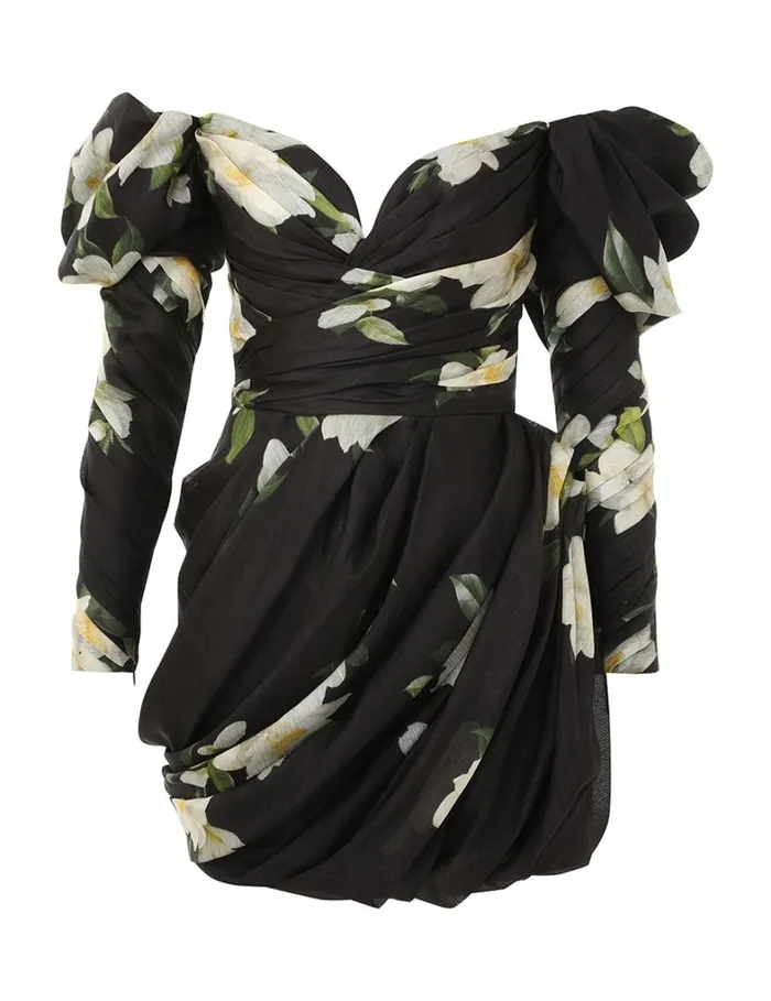 Women Clothing Zimmermann Harmony Drape Mini Dress Black Magnolia