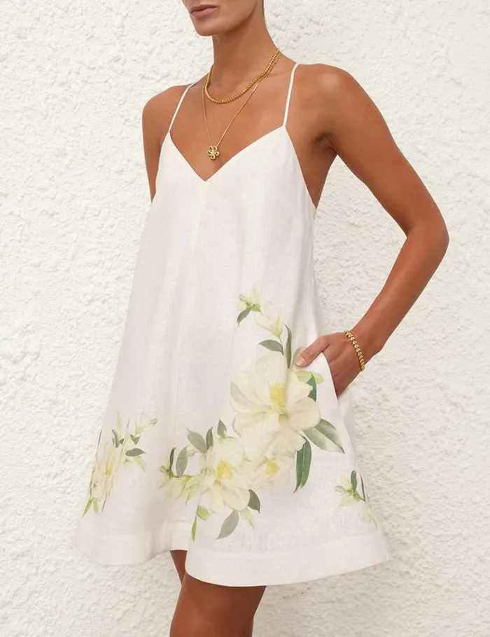 Women Clothing Zimmermann Harmony Swing Dress Ivory Magnolia