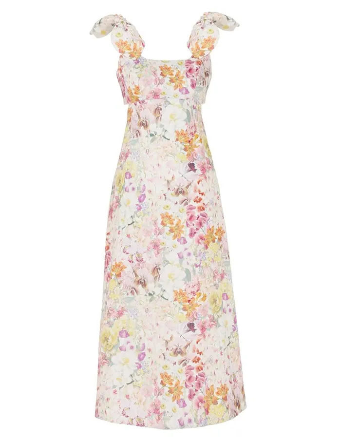 Women Clothing Zimmermann Harmony Tie Shoulder Midi Kaleidoscope Garden