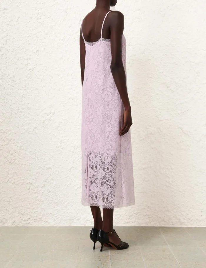Women Clothing Zimmermann Lace Midi Dress Lilac