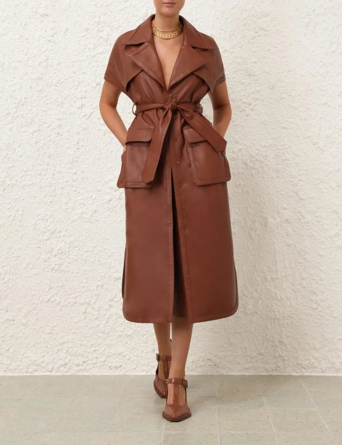 Women Clothing Zimmermann Natura Sleeveless Dress Toffee