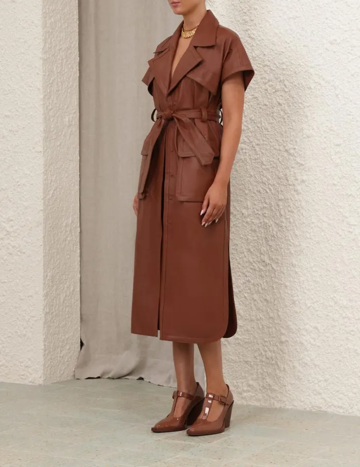 Women Clothing Zimmermann Natura Sleeveless Dress Toffee