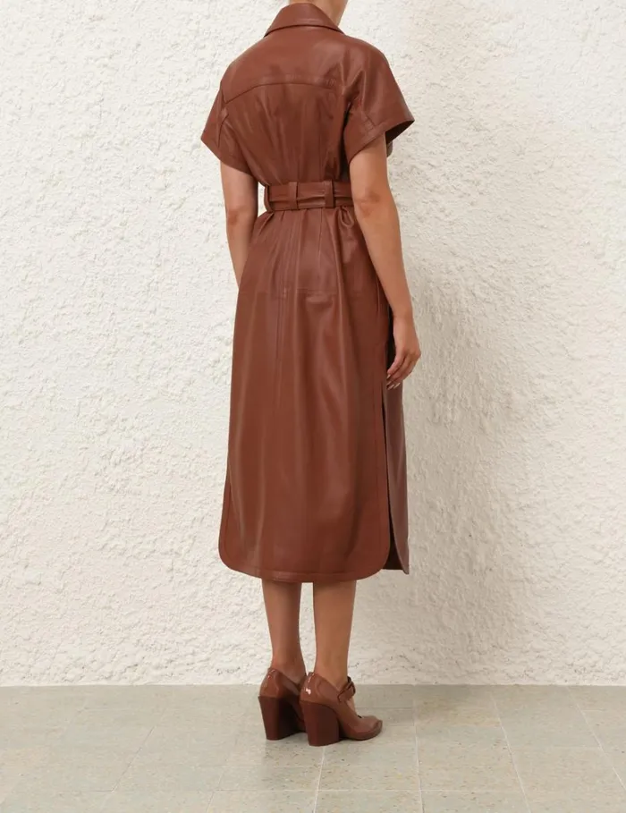 Women Clothing Zimmermann Natura Sleeveless Dress Toffee