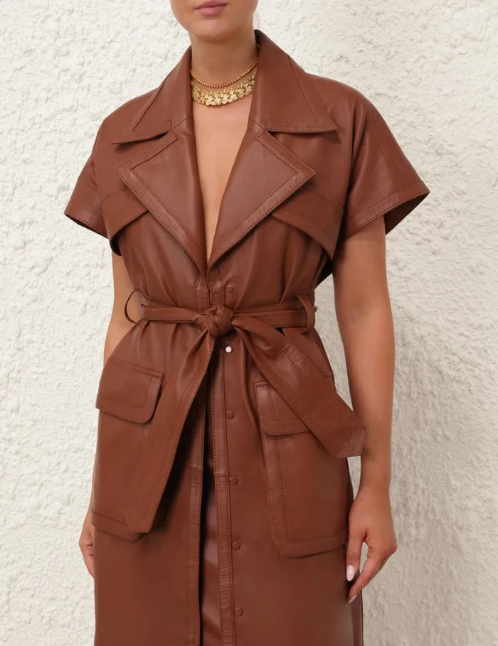 Women Clothing Zimmermann Natura Sleeveless Dress Toffee
