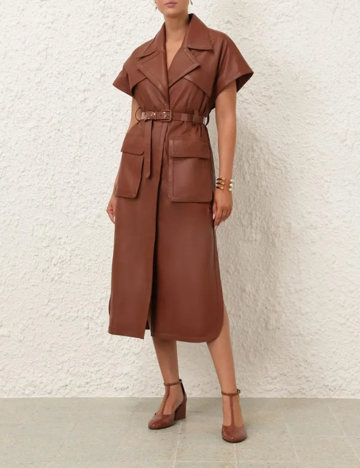 Women Clothing Zimmermann Natura Sleeveless Dress Toffee