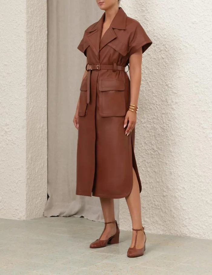 Women Clothing Zimmermann Natura Sleeveless Dress Toffee