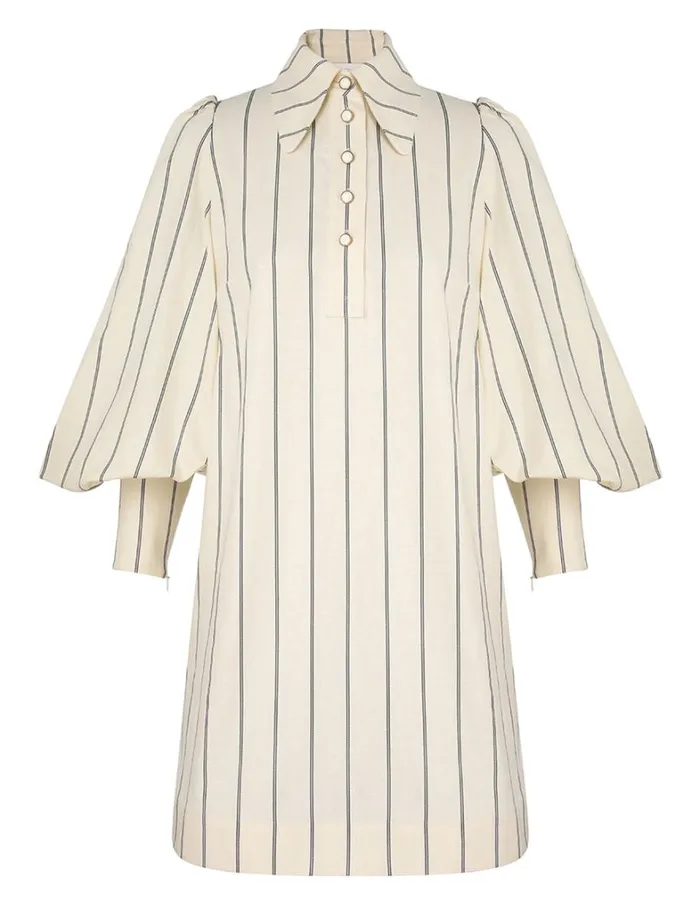 Women Clothing Zimmermann Natura Stripe Tunic Dress Navycream Stripe