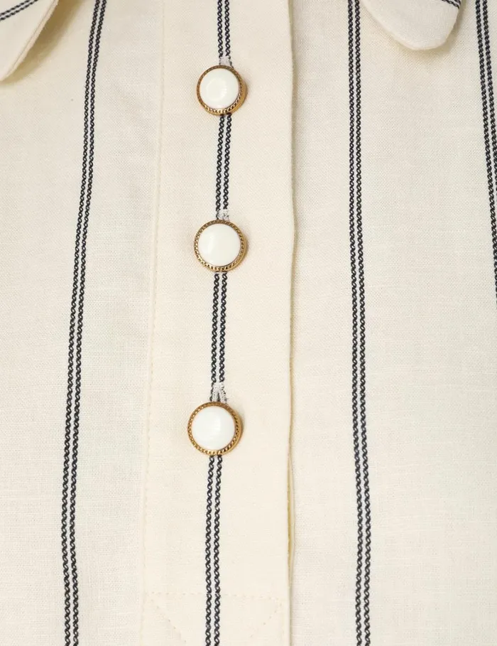Women Clothing Zimmermann Natura Stripe Tunic Dress Navycream Stripe