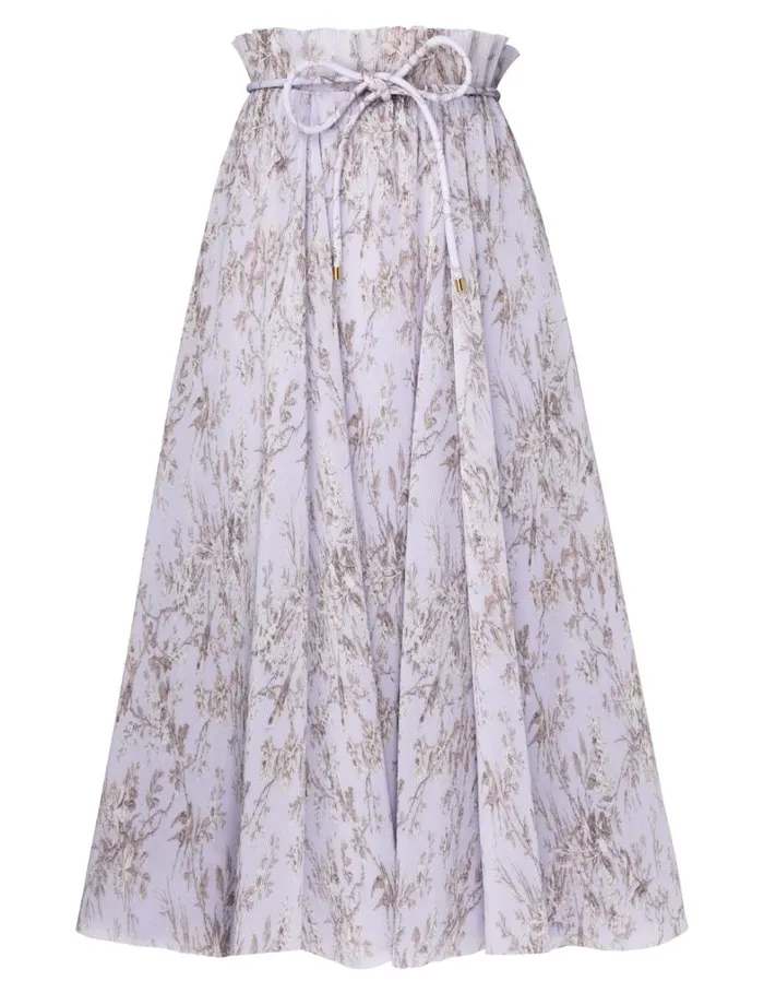 Women Clothing Zimmermann Pleated Midi Skirt Blue Mockingbird