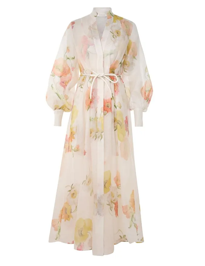 Women Clothing Zimmermann Tranquillity Shacket Dress Multi Poppy