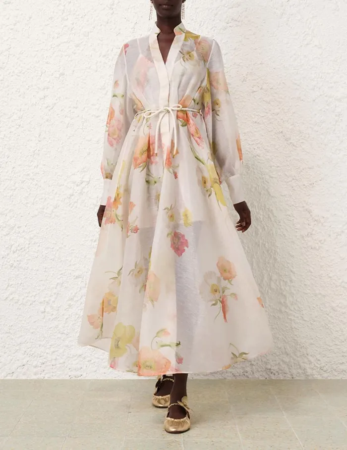 Women Clothing Zimmermann Tranquillity Shacket Dress Multi Poppy