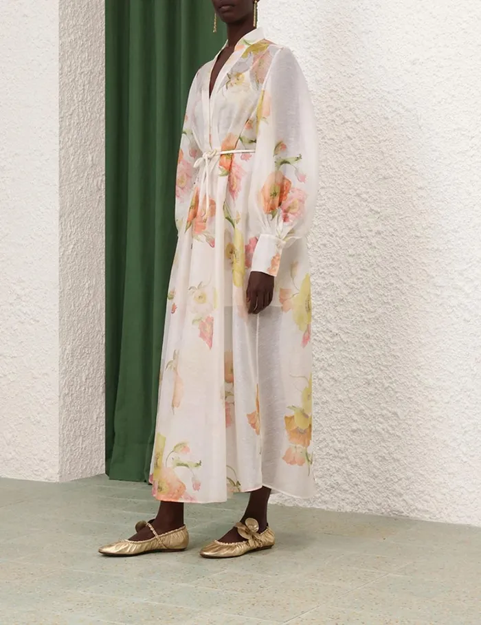 Women Clothing Zimmermann Tranquillity Shacket Dress Multi Poppy
