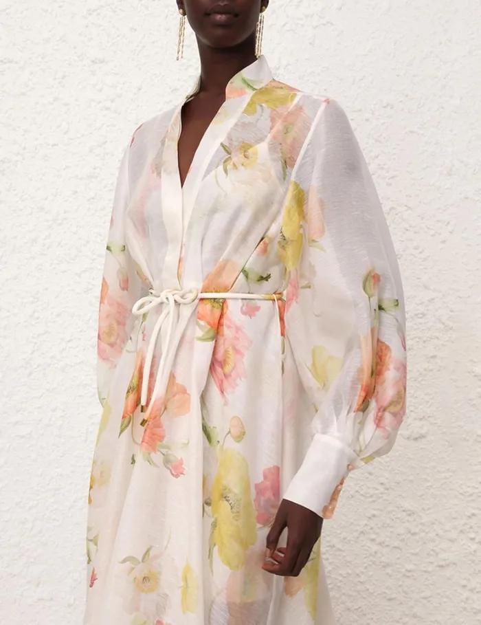 Women Clothing Zimmermann Tranquillity Shacket Dress Multi Poppy