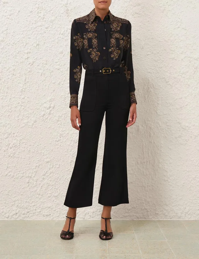 Women Clothing Zimmermann Utility Body Shirt Utility Dot Black
