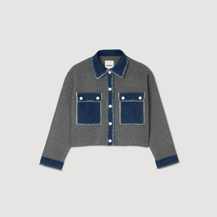Women Coatigans SANDRO Denim And Knitwear Coatigan Grey