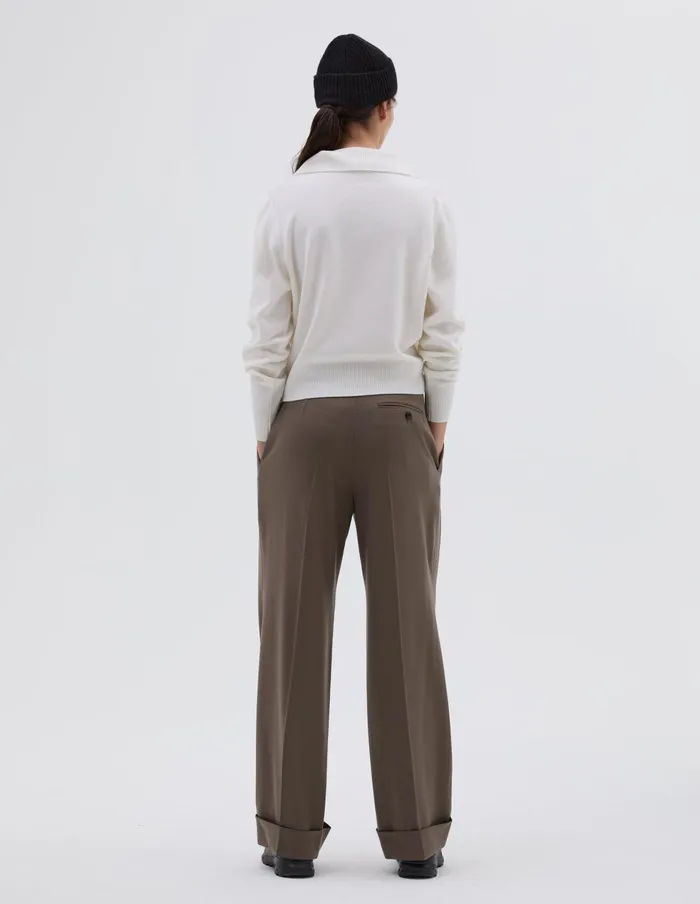 Women Cross Neck Polo Jumper Off White Margaret Howell Knitwear