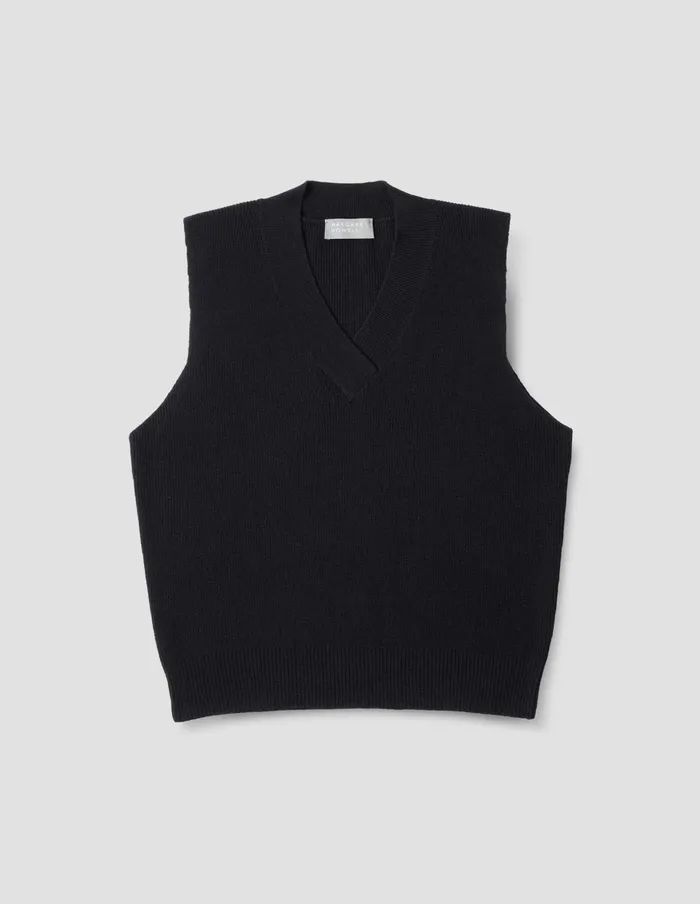 Women Cross Over V Neck Slipover Black Margaret Howell Knitwear