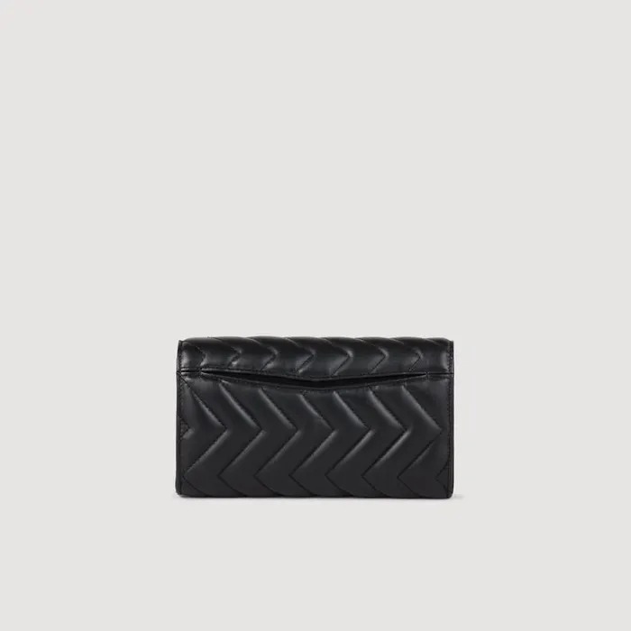 Women Crossbody Bags SANDRO Leather Crossbody Clutch Bag Black