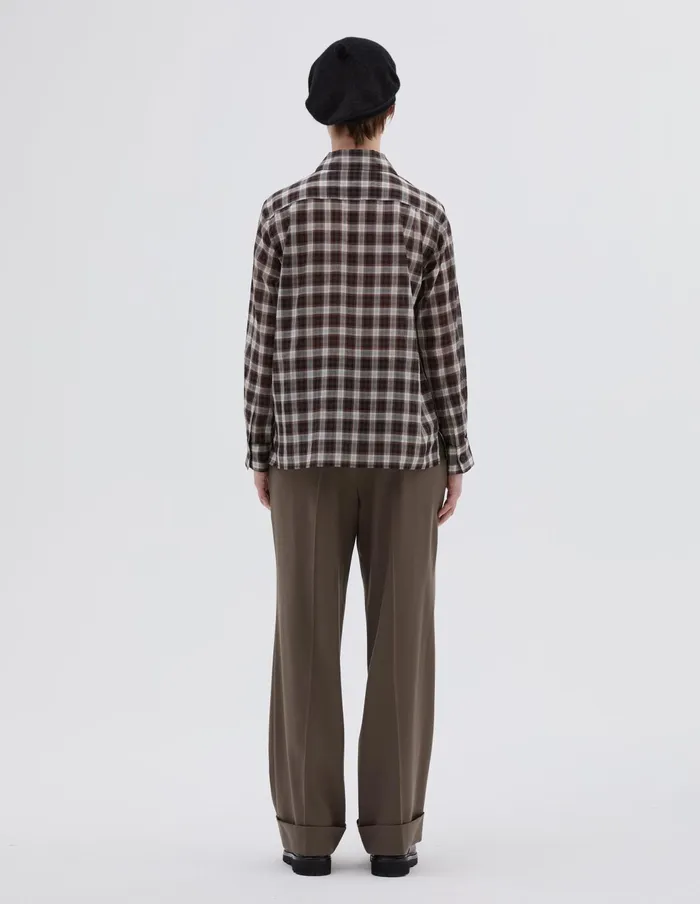 Women Curve Collar Shirt Black White Brown Margaret Howell Shirts