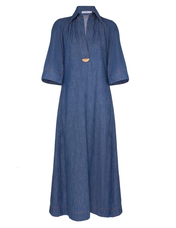Women Denim Zimmermann Denim Midi Dress Railway Blue