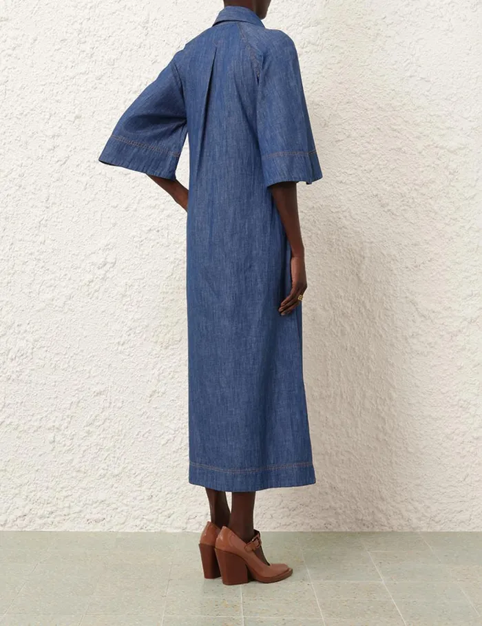Women Denim Zimmermann Denim Midi Dress Railway Blue