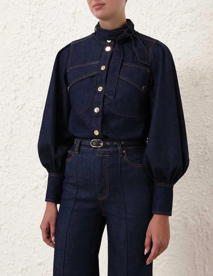 Women Denim Zimmermann Denim Pocket Shirt Ink
