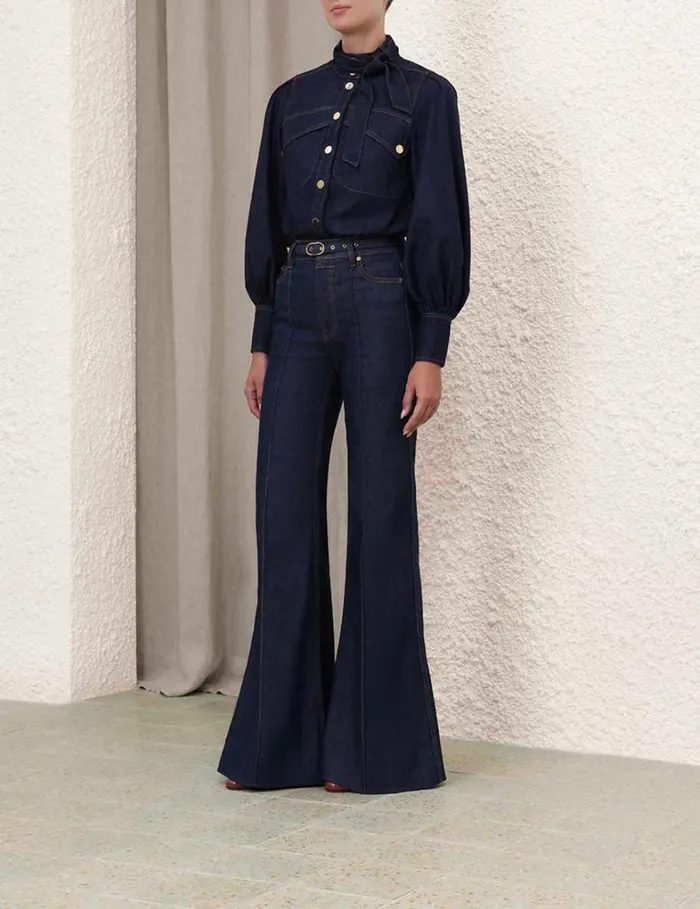 Women Denim Zimmermann Denim Pocket Shirt Ink