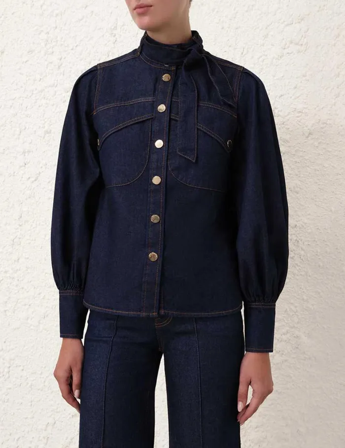 Women Denim Zimmermann Denim Pocket Shirt Ink