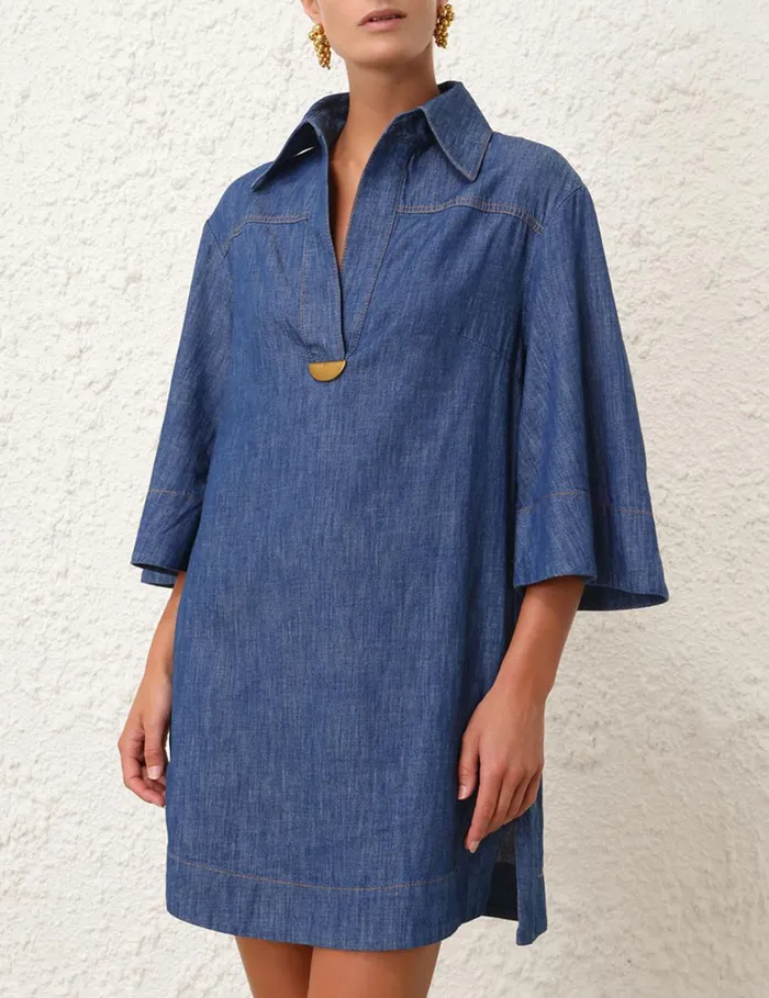 Women Denim Zimmermann Denim Tunic Dress Railway Blue