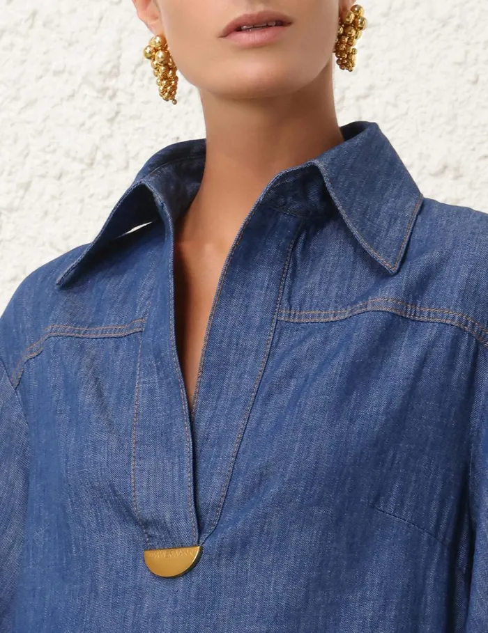 Women Denim Zimmermann Denim Tunic Dress Railway Blue