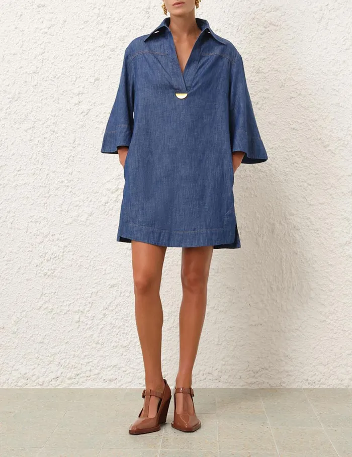 Women Denim Zimmermann Denim Tunic Dress Railway Blue