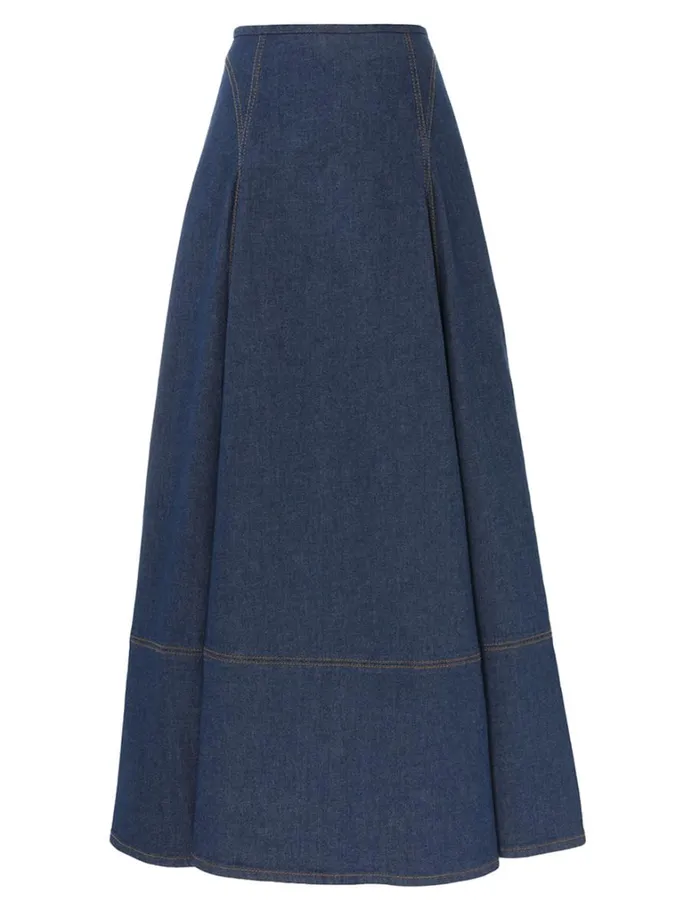 Women Denim Zimmermann Matchmaker Denim Flare Skirt Railway Blue