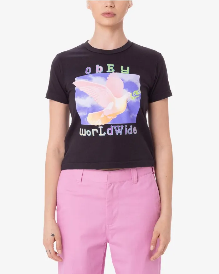 Women DOVE OF PEACE KAYLIN TSHIRT Digital Black OBEY Clothing TSHIRTS