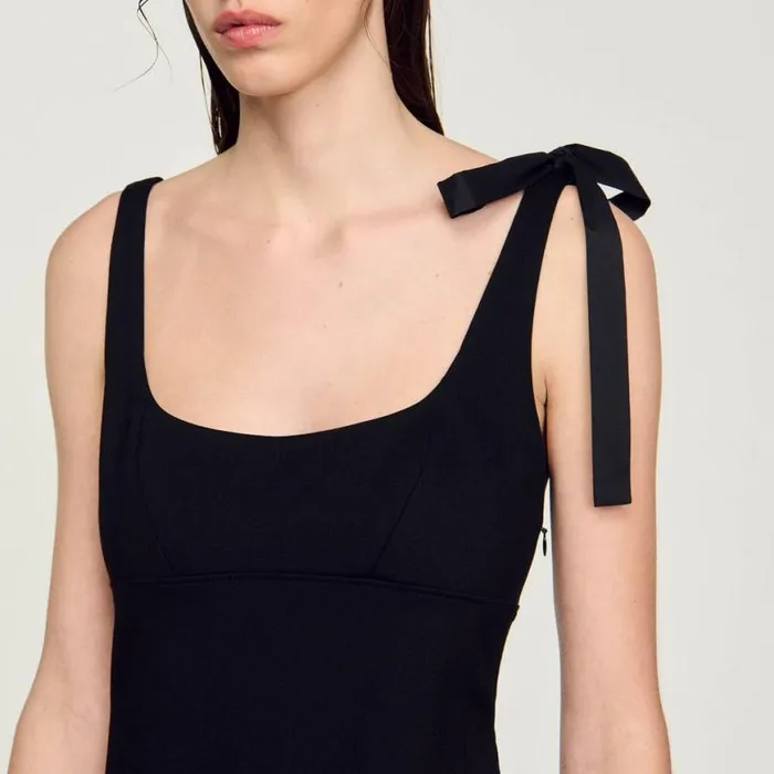 Women Dresses SANDRO Dualmaterial Short Dress Black