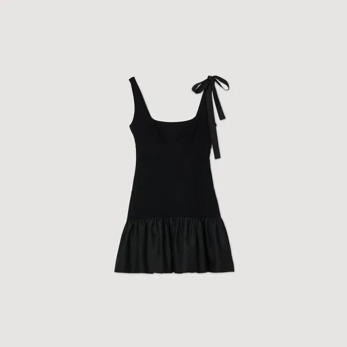 Women Dresses SANDRO Dualmaterial Short Dress Black