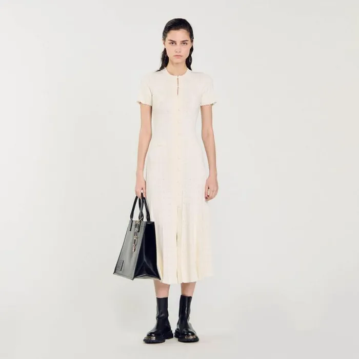 Women Dresses SANDRO Knit Maxi Dress Ecru
