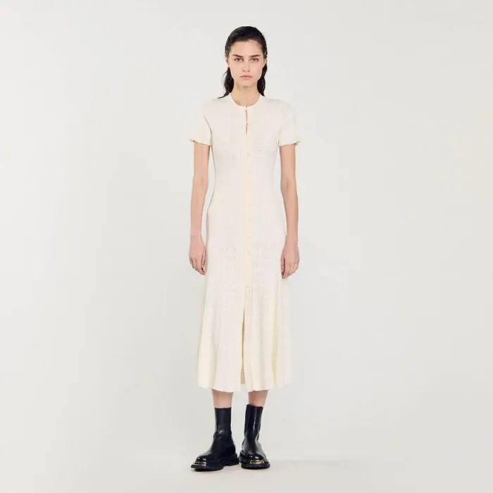 Women Dresses SANDRO Knit Maxi Dress Ecru