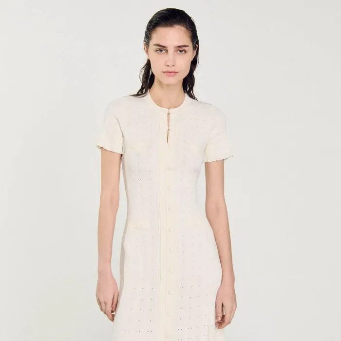 Women Dresses SANDRO Knit Maxi Dress Ecru