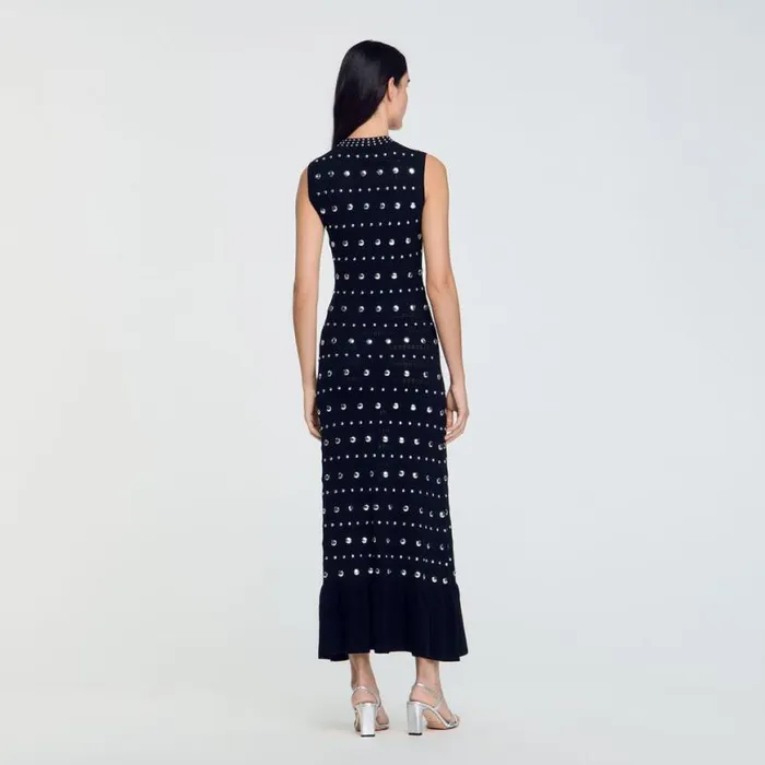 Women Dresses SANDRO Knit Maxi Dress With Studs Black