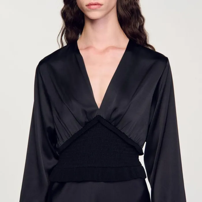 Women Dresses SANDRO Long Satineffect Dress Black