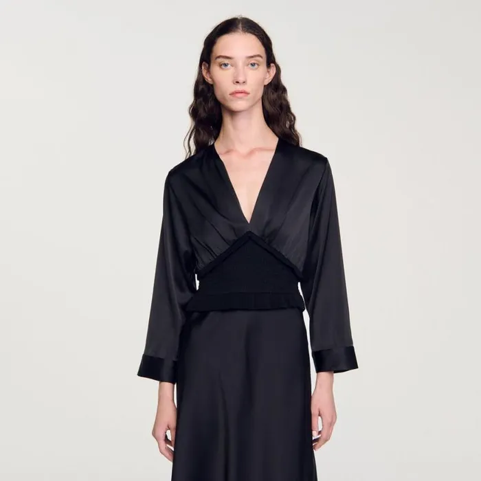 Women Dresses SANDRO Long Satineffect Dress Black