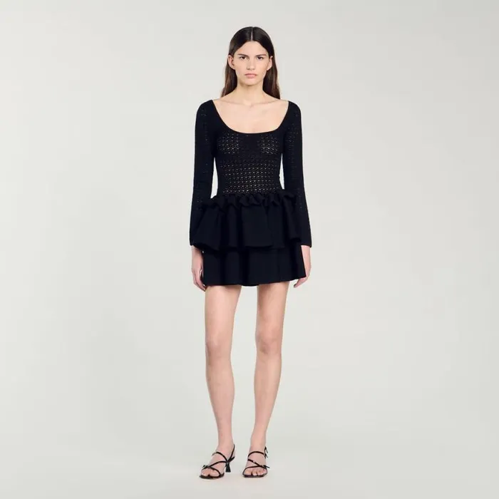 Women Dresses SANDRO Ruffled Dress Black