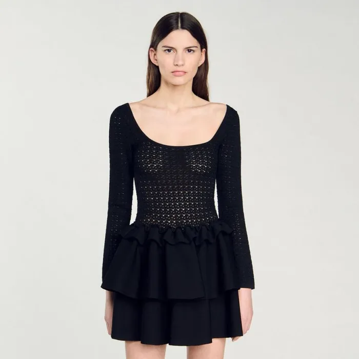 Women Dresses SANDRO Ruffled Dress Black