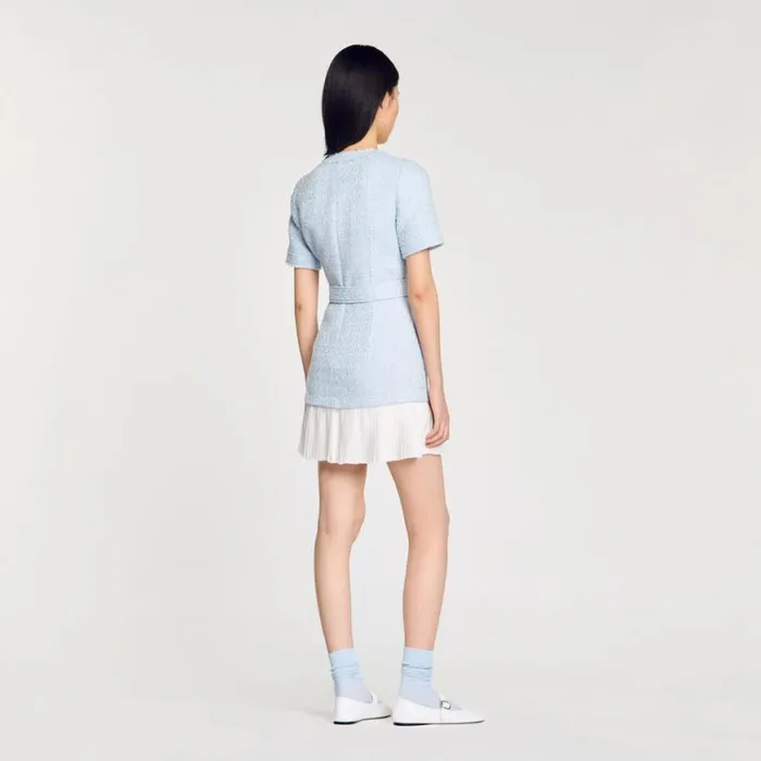 Women Dresses SANDRO Short Tweed Dress Sky Blue