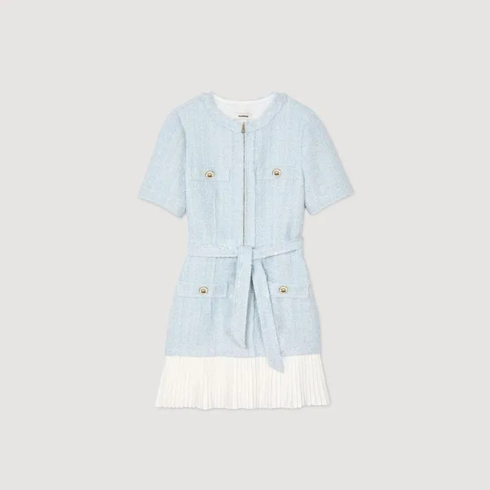 Women Dresses SANDRO Short Tweed Dress Sky Blue