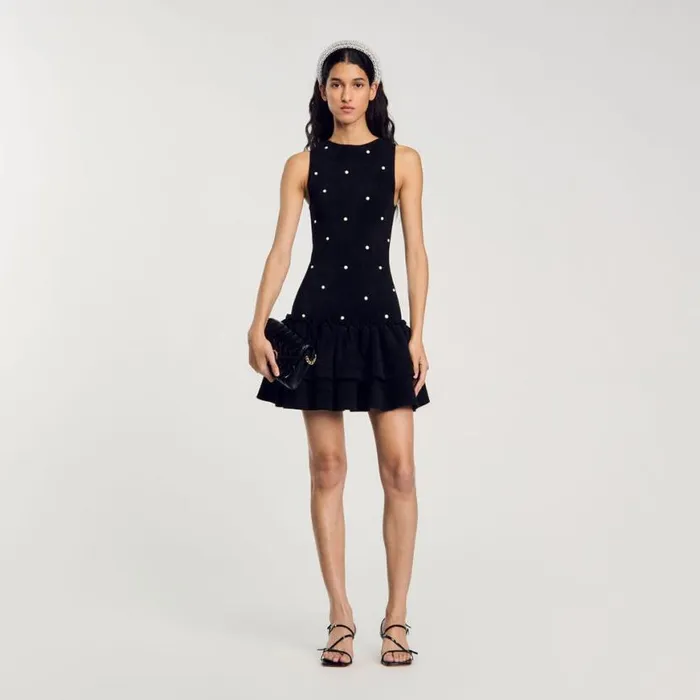 Women Dresses SANDRO Velvet Knit Dress Black