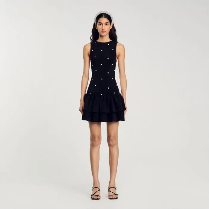 Women Dresses SANDRO Velvet Knit Dress Black
