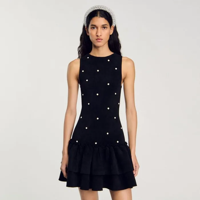 Women Dresses SANDRO Velvet Knit Dress Black