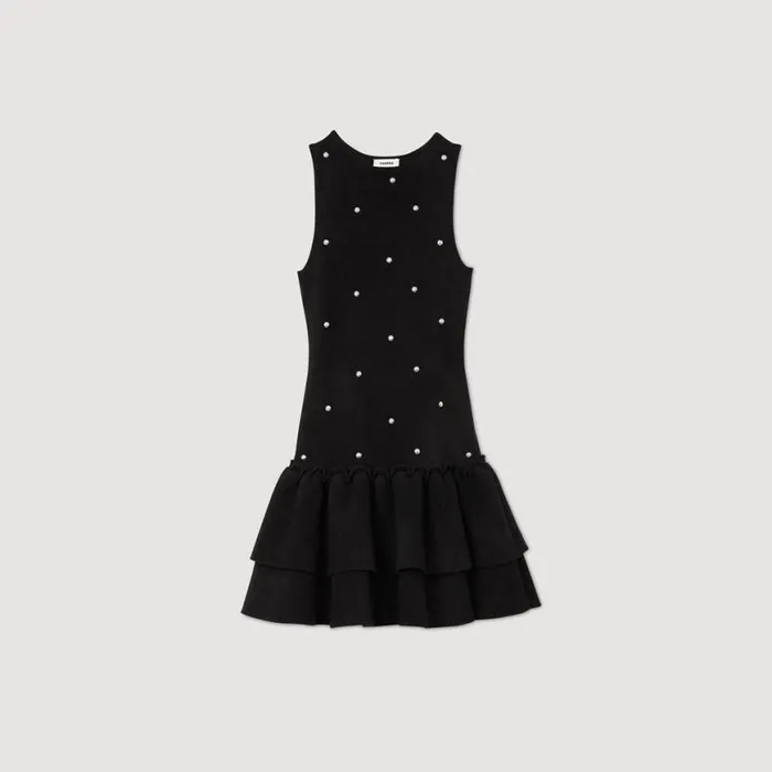 Women Dresses SANDRO Velvet Knit Dress Black