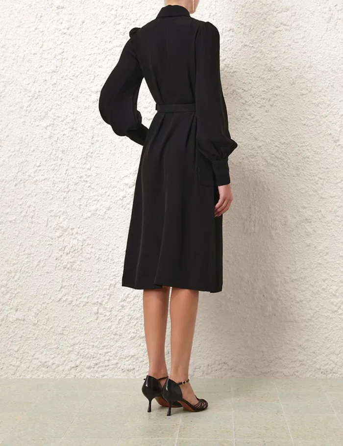 Women Dresses Zimmermann Collared Swing Midi Dress Black